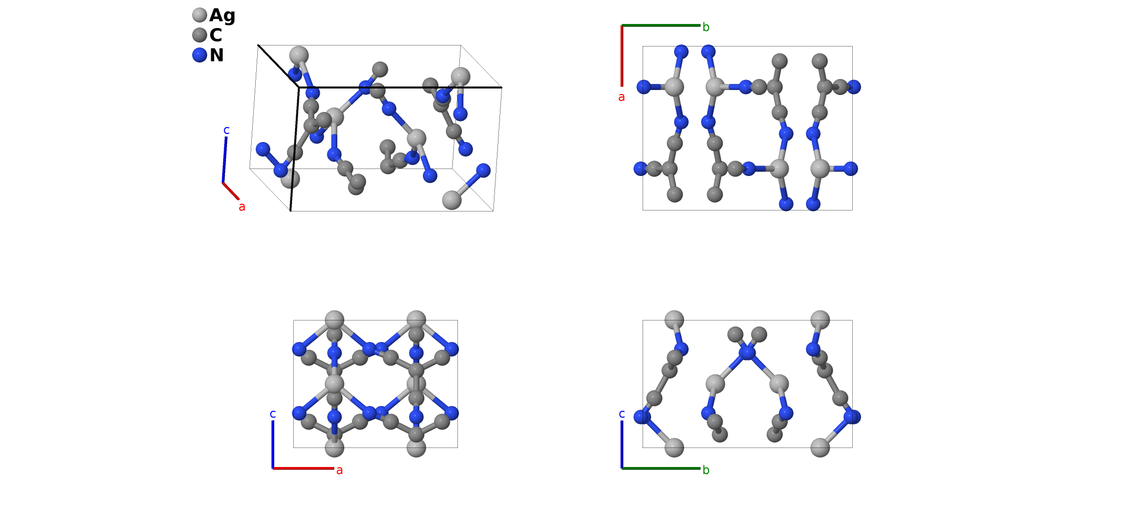 Room Temperature AgC$_{4}$N$_{3}$ Structure: AB4C3_oI32_46_b_2bc_bc-001