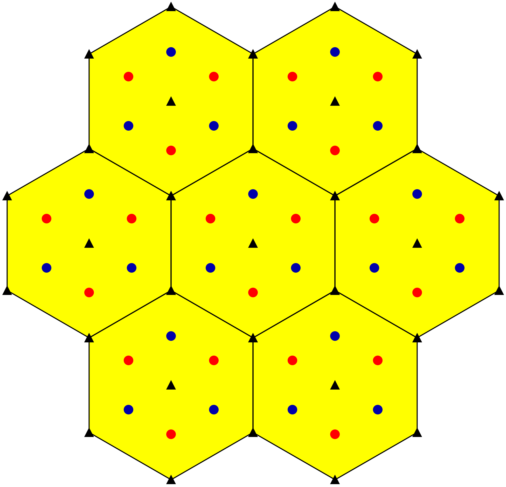 Hexagonal lattice with a basis putting it into the
	    trigonal crystal system