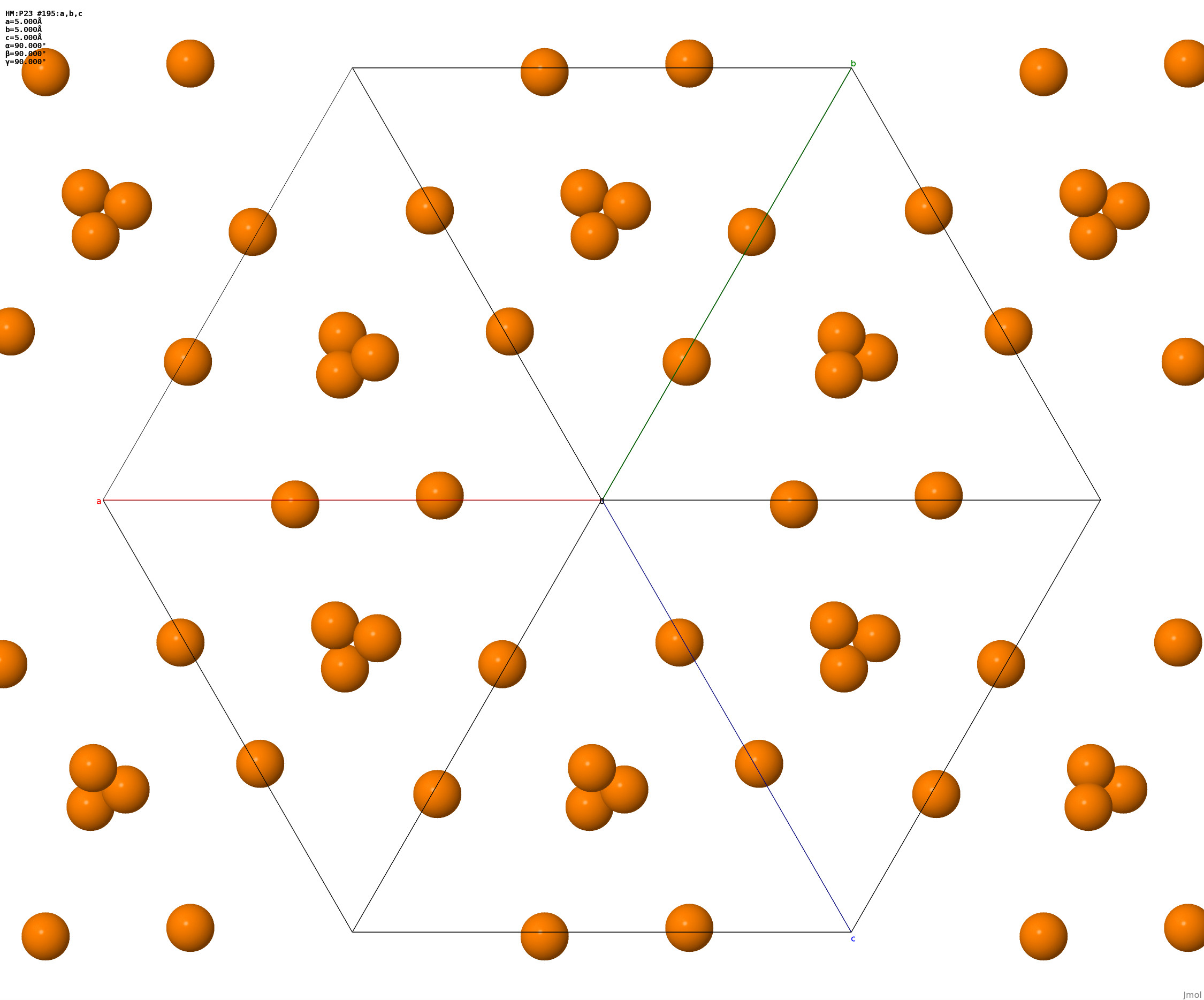 4x4x4 copy of the P12 cell, looking down the
		 [111] direction