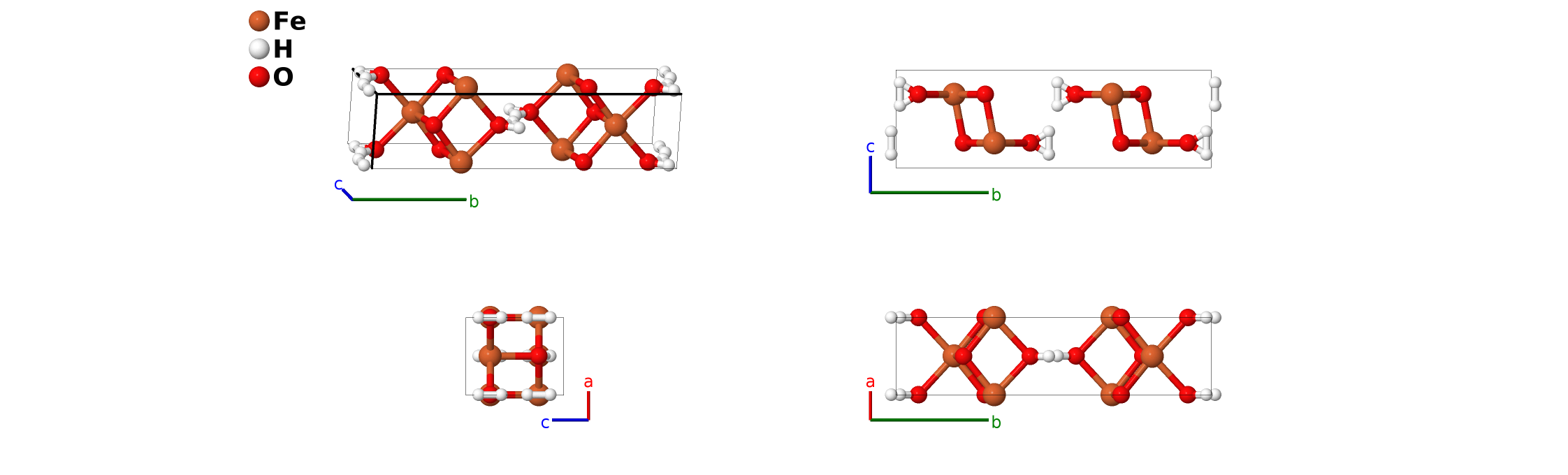 Lepidocrocite [γ-FeO(OH), $E0_{4}$] Structure: AB2C2_oC20_63_c_f_2c-001